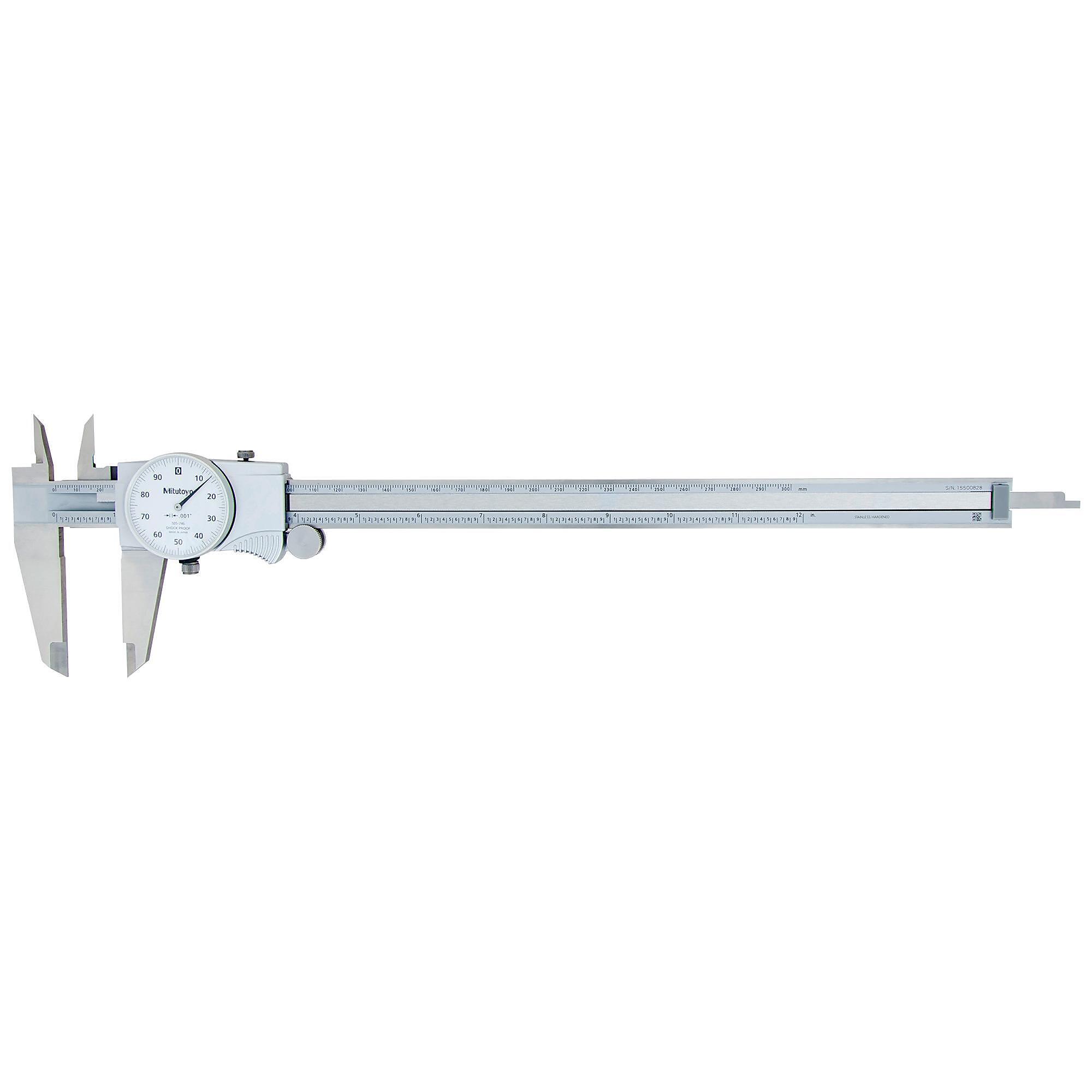 Mitutoyo Dial Caliper - 0-12in., .001in., .1in./Revolution, Model# 505-746